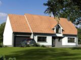 Maison familiale contemporaine avec son toit rouge, 130m², garage  Maisons Les Naturelles