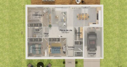 Plain-pied GI 3 ch Design  - Maisons Les Naturelles