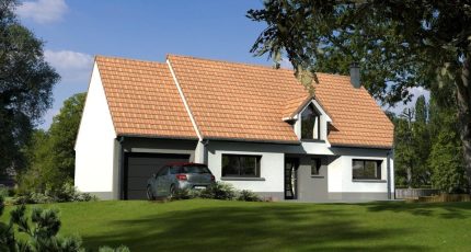 Maison familiale contemporaine avec son toit rouge, 130m², garage  - Maisons Les Naturelles
