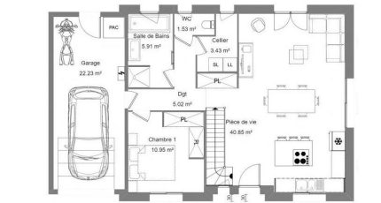 Maison de 97m², 3 chambres, garage  - Maisons Les Naturelles