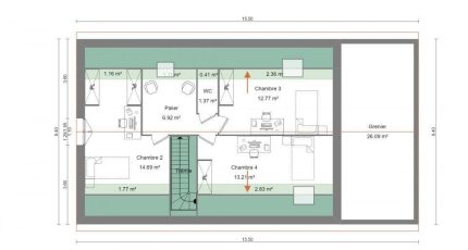 Moderne et fonctionnelle, 130m² avec garage  - Maisons Les Naturelles
