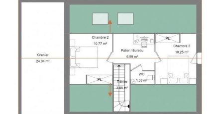 Maison de 97m², 3 chambres, garage  - Maisons Les Naturelles