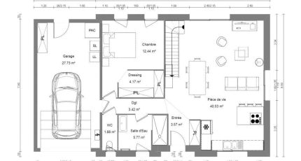 Maison contemporaine avec son toit rouge, 96m² avec garage  - Maisons Les Naturelles