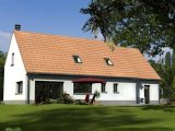 Maison familiale contemporaine avec son toit rouge, 130m², garage  Maisons Les Naturelles
