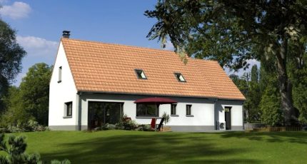 Maison familiale contemporaine avec son toit rouge, 130m², garage  - Maisons Les Naturelles