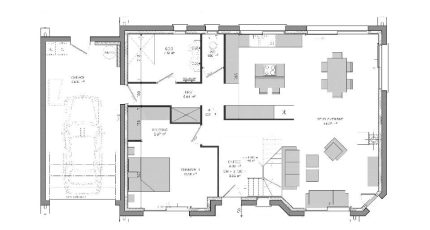 Maison familiale contemporaine avec son toit rouge, 130m², garage  - Maisons Les Naturelles