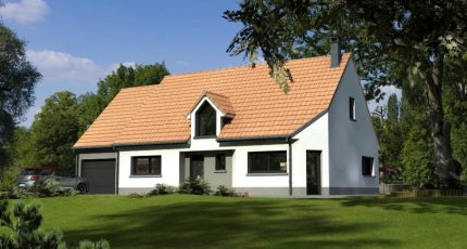 Maison familiale contemporaine avec son toit rouge, 130m², garage  - Maisons Les Naturelles