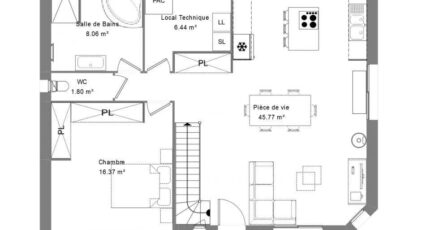 Maison moderne avec pan cassé, vide sur hall, 110m² 32753-5042modele620220112J1bET.jpeg - Maisons Les Naturelles