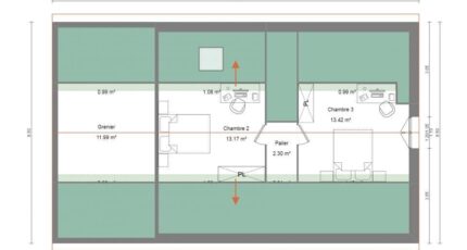 Maison contemporaine avec son toit rouge, 96m² avec garage 34908-5042modele920221215Sa45L.jpeg - Maisons Les Naturelles